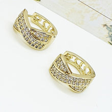 Charger l&#39;image dans la galerie, 14 K Gold Plated earrings with white zirconium - BIJUNET
