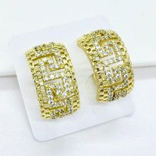 Charger l&#39;image dans la galerie, 14 K Gold Plated earrings with white zirconium - BIJUNET
