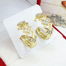 Cargar imagen en el visor de la galería, 14 K Gold Plated earrings with white zirconium - BIJUNET
