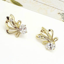Load image into Gallery viewer, 14 K Gold Plated earrings with white zirconium - BIJUNET

