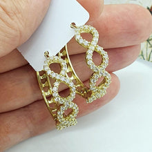 Load image into Gallery viewer, 14 K Gold Plated earrings with white zirconium - BIJUNET
