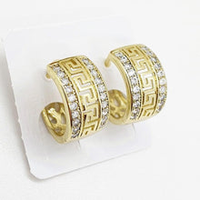 Cargar imagen en el visor de la galería, 14 K Gold Plated earrings with white zirconium - BIJUNET
