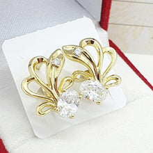 Load image into Gallery viewer, 14 K Gold Plated earrings with white zirconium - BIJUNET
