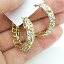 Charger l&#39;image dans la galerie, 14 K Gold Plated earrings with white zirconium - BIJUNET
