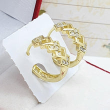 Cargar imagen en el visor de la galería, 14 K Gold Plated earrings with white zirconium - BIJUNET
