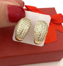Load image into Gallery viewer, 14 K Gold Plated earrings with white zirconium - BIJUNET
