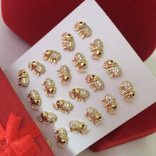 Load image into Gallery viewer, 14 K Gold Plated elephant earrings with white zirconium - BIJUNET
