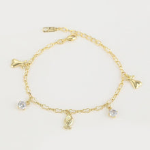Load image into Gallery viewer, 14 K Gold Plated fish bracelet with white zirconium - BIJUNET
