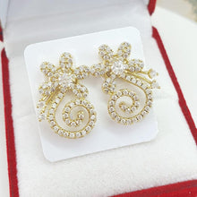 Load image into Gallery viewer, 14 K Gold Plated flower earrings with white zirconium - BIJUNET
