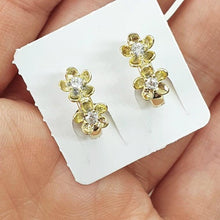 Charger l&#39;image dans la galerie, 14 K Gold Plated flower earrings with white zirconium - BIJUNET
