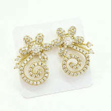 Load image into Gallery viewer, 14 K Gold Plated flower earrings with white zirconium - BIJUNET
