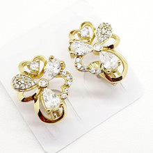 Load image into Gallery viewer, 14 K Gold Plated flower earrings with white zirconium - BIJUNET
