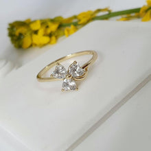 Charger l&#39;image dans la galerie, 14 K Gold Plated flower ring with white zirconium - BIJUNET

