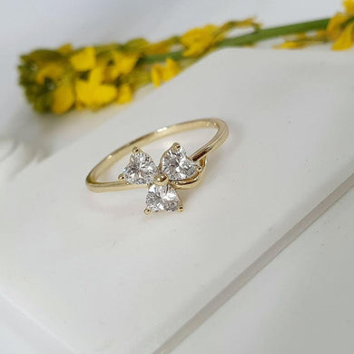 14 K Gold Plated flower ring with white zirconium - BIJUNET