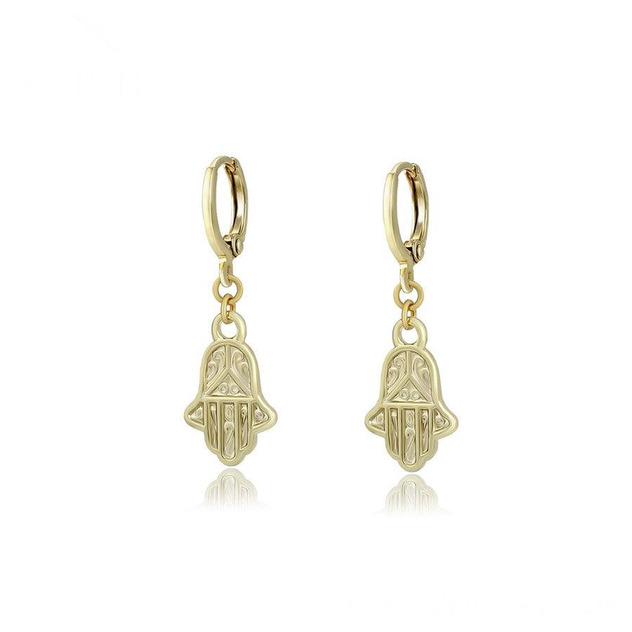 14 K Gold Plated Hamsa hand earrings - BIJUNET
