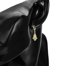 Cargar imagen en el visor de la galería, 14 K Gold Plated Hamsa hand earrings - BIJUNET
