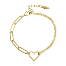 Charger l&#39;image dans la galerie, 14 K Gold Plated heart chain bracelet - BIJUNET
