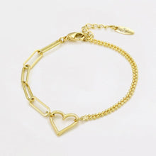 Charger l&#39;image dans la galerie, 14 K Gold Plated heart chain bracelet - BIJUNET
