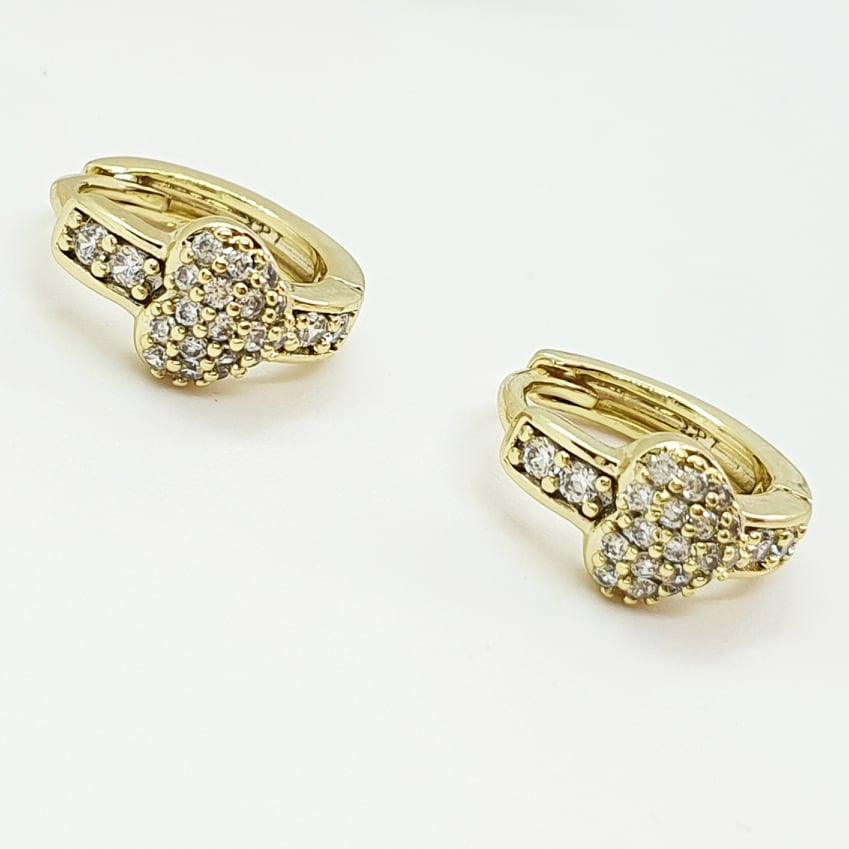 14 K Gold Plated heart earrings with white zirconium - BIJUNET