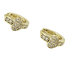 Charger l&#39;image dans la galerie, 14 K Gold Plated heart earrings with white zirconium - BIJUNET
