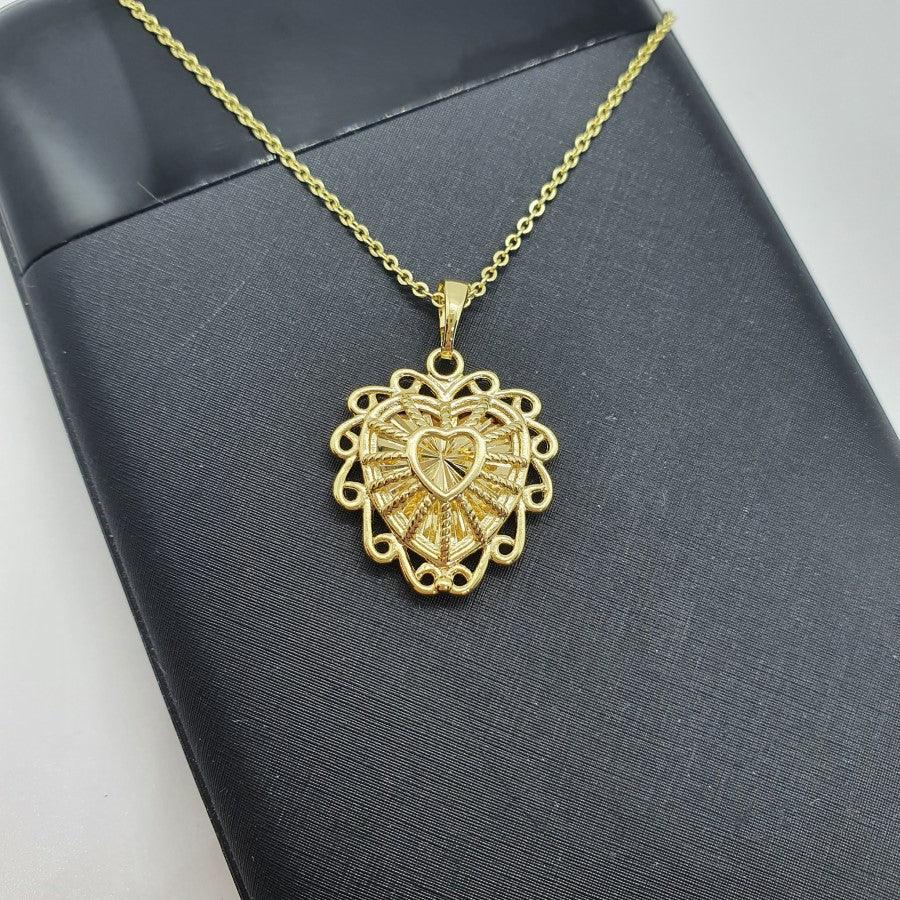 14 K Gold Plated Heart Locket pendant - BIJUNET