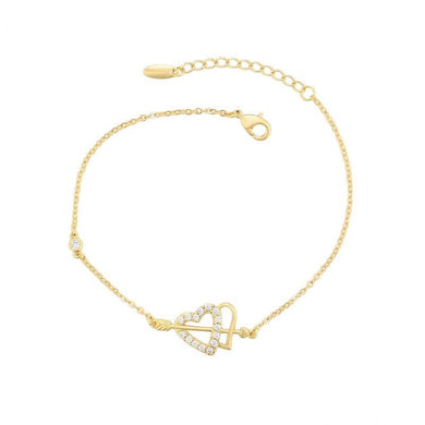 14 K Gold Plated hearts bracelet with white zirconium - BIJUNET
