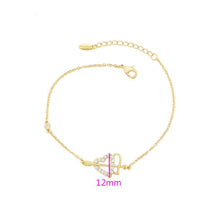 Charger l&#39;image dans la galerie, 14 K Gold Plated hearts bracelet with white zirconium - BIJUNET
