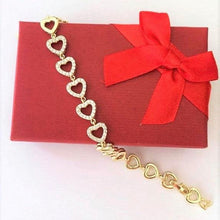 Load image into Gallery viewer, 14 K Gold Plated hearts bracelet with white zirconium - BIJUNET
