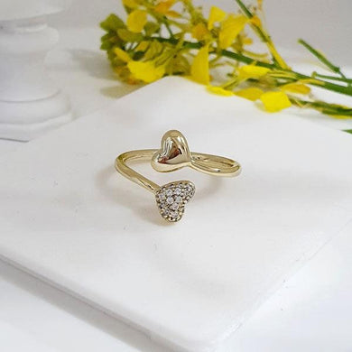 14 K Gold Plated hearts ring with white zirconium - BIJUNET