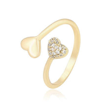 Cargar imagen en el visor de la galería, 14 K Gold Plated hearts ring with white zirconium - BIJUNET
