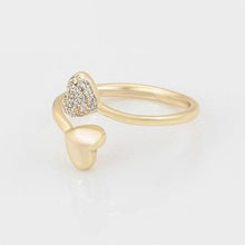 Load image into Gallery viewer, 14 K Gold Plated hearts ring with white zirconium - BIJUNET
