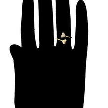 Load image into Gallery viewer, 14 K Gold Plated hearts ring with white zirconium - BIJUNET
