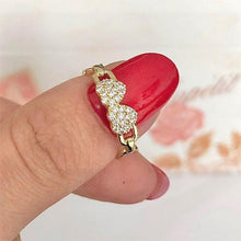 Load image into Gallery viewer, 14 K Gold Plated hearts ring with white zirconium - BIJUNET
