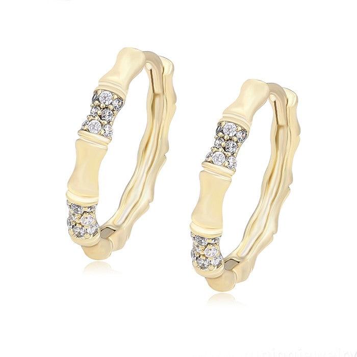 14 K Gold Plated Hoop earrings with white zirconia - BIJUNET