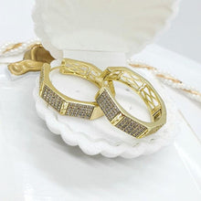 Load image into Gallery viewer, 14 K Gold Plated  hoop earrings with white zirconium - BIJUNET
