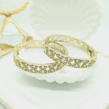 Charger l&#39;image dans la galerie, 14 K Gold Plated Hoop earrings with white zirconium - BIJUNET
