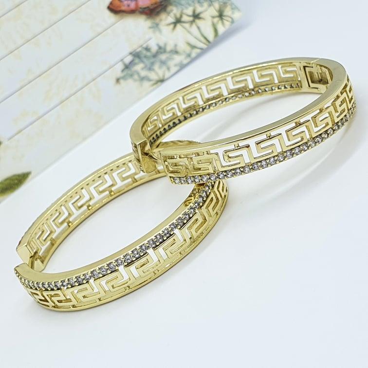 14 K Gold Plated Hoops earrings with white zirconia - BIJUNET