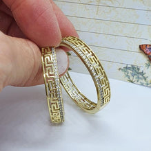 Charger l&#39;image dans la galerie, 14 K Gold Plated Hoops earrings with white zirconia - BIJUNET
