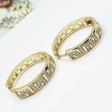 Load image into Gallery viewer, 14 K Gold Plated Hoops earrings with white zirconium - BIJUNET
