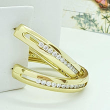 Cargar imagen en el visor de la galería, 14 K Gold Plated hoops earrings with white zirconium - BIJUNET
