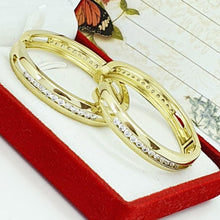Charger l&#39;image dans la galerie, 14 K Gold Plated hoops earrings with white zirconium - BIJUNET
