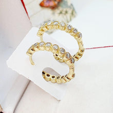 Load image into Gallery viewer, 14 K Gold Plated hoops earrings with white zirconium - BIJUNET
