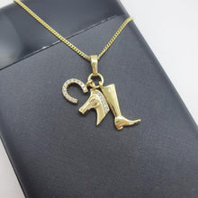 Load image into Gallery viewer, 14 K Gold Plated horse pendant with white zirconium - BIJUNET
