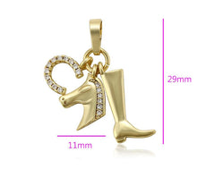 Load image into Gallery viewer, 14 K Gold Plated horse pendant with white zirconium - BIJUNET
