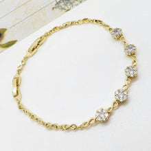Load image into Gallery viewer, 14 K Gold Plated infinity bracelet with white zirconium - BIJUNET
