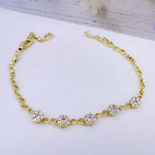 Load image into Gallery viewer, 14 K Gold Plated infinity bracelet with white zirconium - BIJUNET
