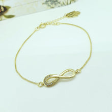 Load image into Gallery viewer, 14 K Gold Plated infinity bracelet with white zirconium - BIJUNET
