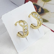 Load image into Gallery viewer, 14 K Gold Plated infinity earrings with white zirconium - BIJUNET
