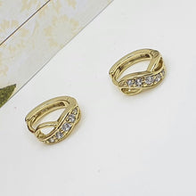Charger l&#39;image dans la galerie, 14 K Gold Plated infinity earrings with white zirconium - BIJUNET
