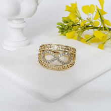 Load image into Gallery viewer, 14 K Gold Plated infinity ring with white zirconium - BIJUNET
